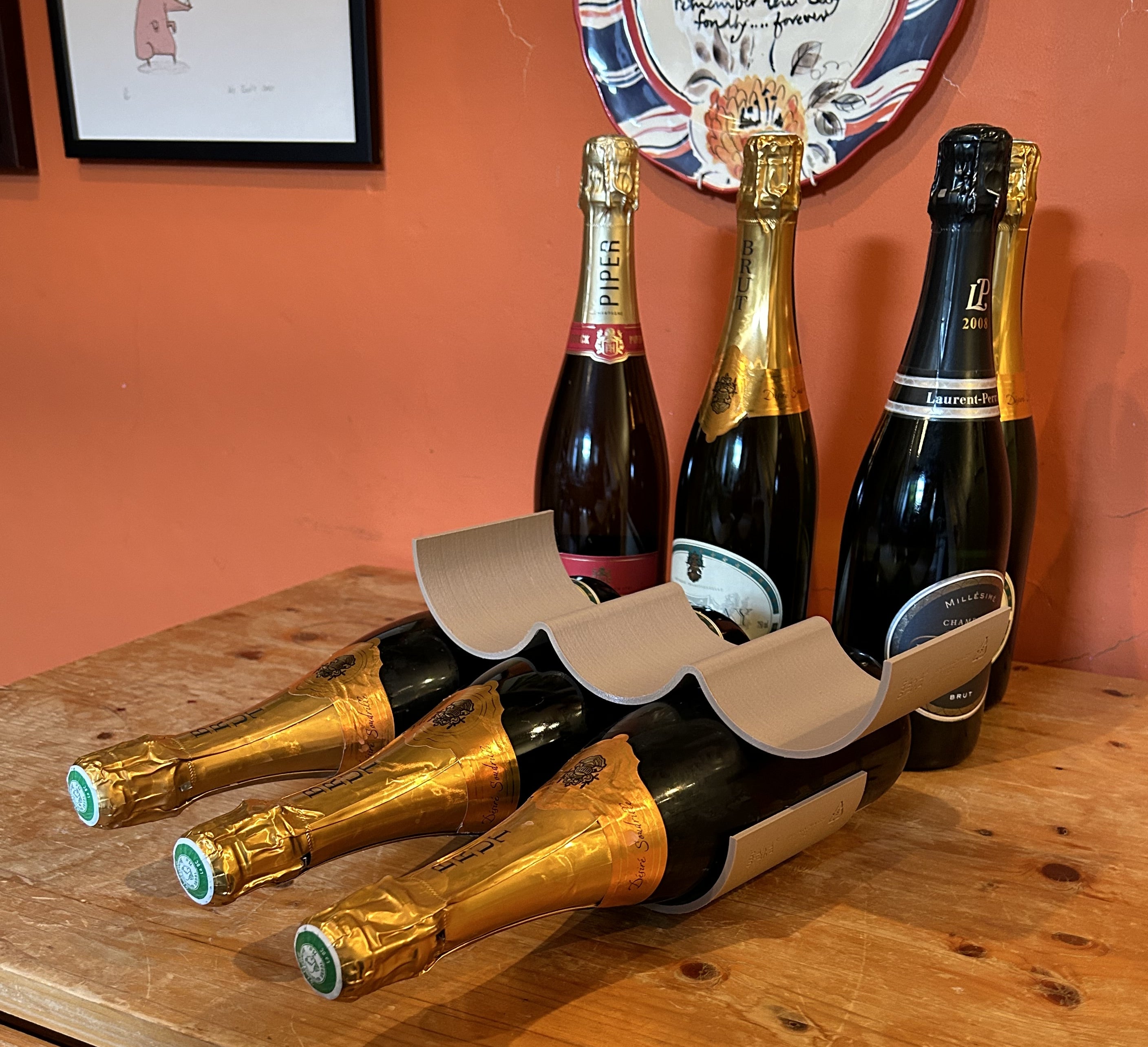 RakaStaka Champagne - Space-Saving Champagne Racks Ideal for in the Fridge (1 x Pack of 2) Supports 8+ Bottles - As featured on Dragons' Den